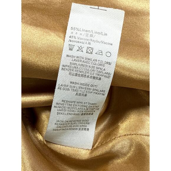 Unique21 Linen Blend One Button Casual Relaxed Boyfriend Blazer Size 8 Yellow - Picture 8 of 10